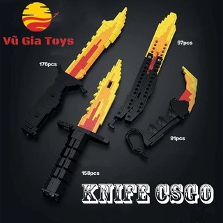  Đồ Chơi Lắp Ráp Mô Hình Knife CSGO Butterfly   M9 bayonet   Karambit   Flip   Bowie   Marble Fade Với 170+ PCS 