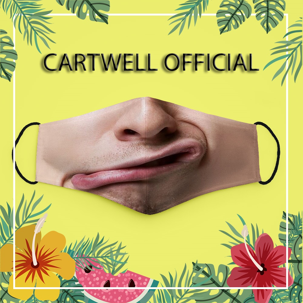 Khẩu trang in hình chế miệng hài hước vui nhộn đàn ông 2 CARTWELL chống nắng kháng khuẩn có thể giặt và tái sử dụng
