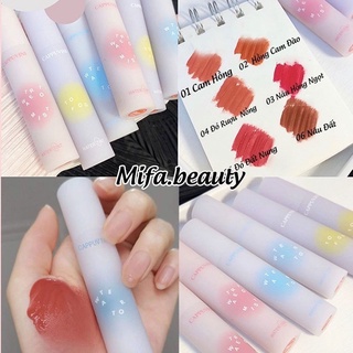 Son kem Cappuvini, son nội địa trung họa tiết cầu vồng cute bảng màu siêu hot trend Mifa Beauty