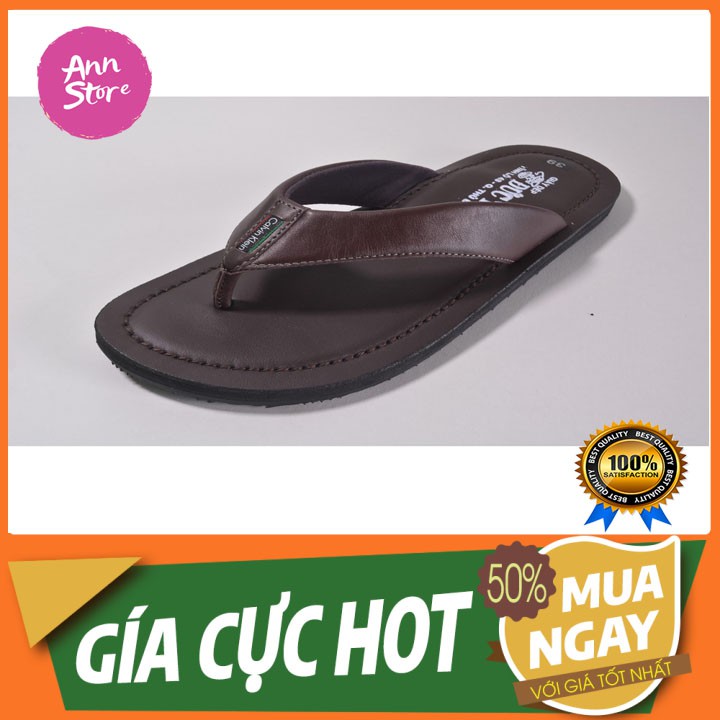 {Sale Toàn Shop} Dép nam nữ da bò quai kẹp cực chất màu nâu đen mã NN8