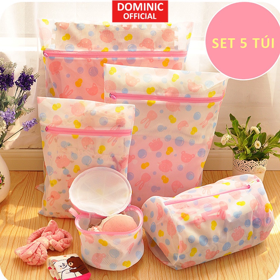 Túi Giặt Đồ Máy Giặt Set 5 Chiếc Lưới Giặt Quần Áo Đồ Lót Nhiều Kích Thước Khác Nhau Hoạ Tiết Ngộ Ngĩnh Tiện Lợi