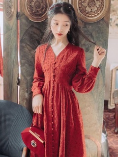 ĐẦM MAXI CAM NÚT BỌC