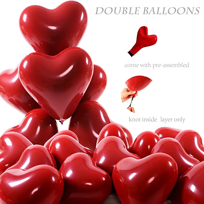 10Pcs Thickened Double Layer Red Heart Balloons Wedding Party Decoration