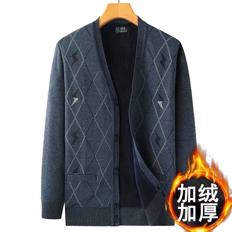 Áo khoác len nam lót nỉ cho người già và nam trung niên