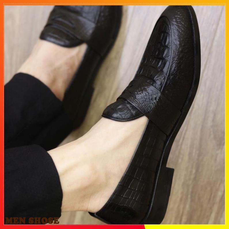 Giày Lười Nam Dập Vân Cá Sấu  đế khâu bền bỉ _ mã x091