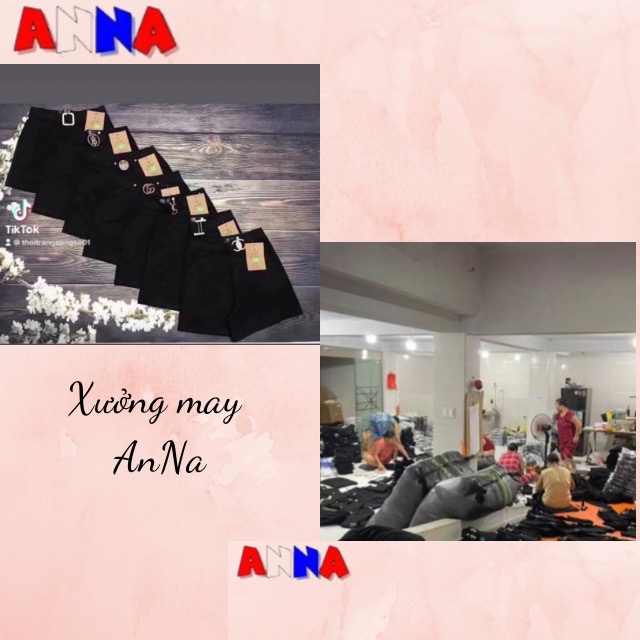Quần đùi nữ đính logo cạp chun , quần sooc cạp cao chất umi dày đẹp  ANNA FASHION