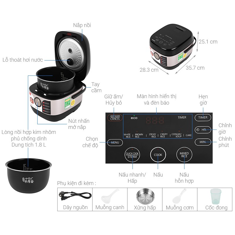 Nồi cơm điện cao tần Toshiba RC-18IX