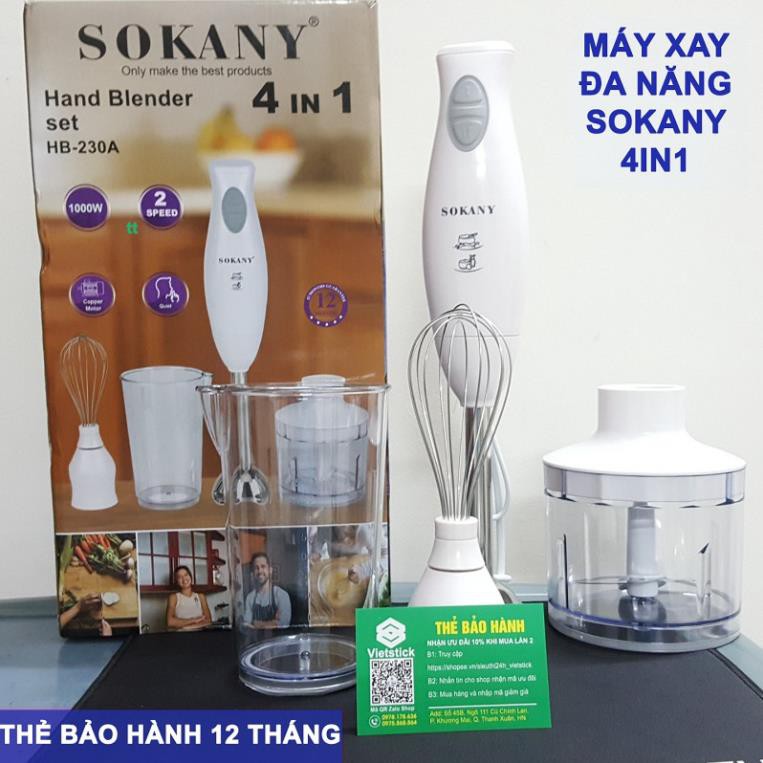 Hot Máy Xay Cầm Tay Đa Năng Sokany 4IN1 HB-230A 2020