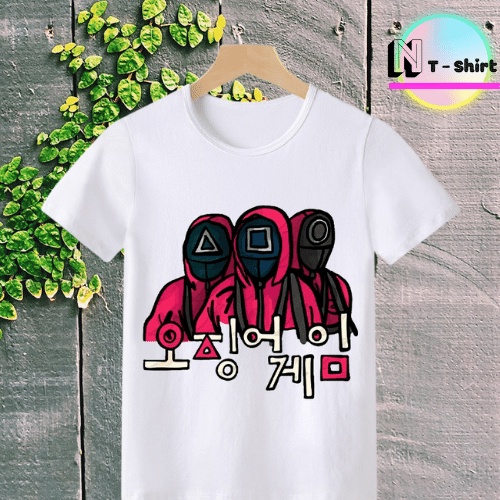 Áo thun trẻ em in hình Trò Chơi Con Mực SQUID GAME, Áo cotton xịn mặc mát thoải mái NTShirt 12