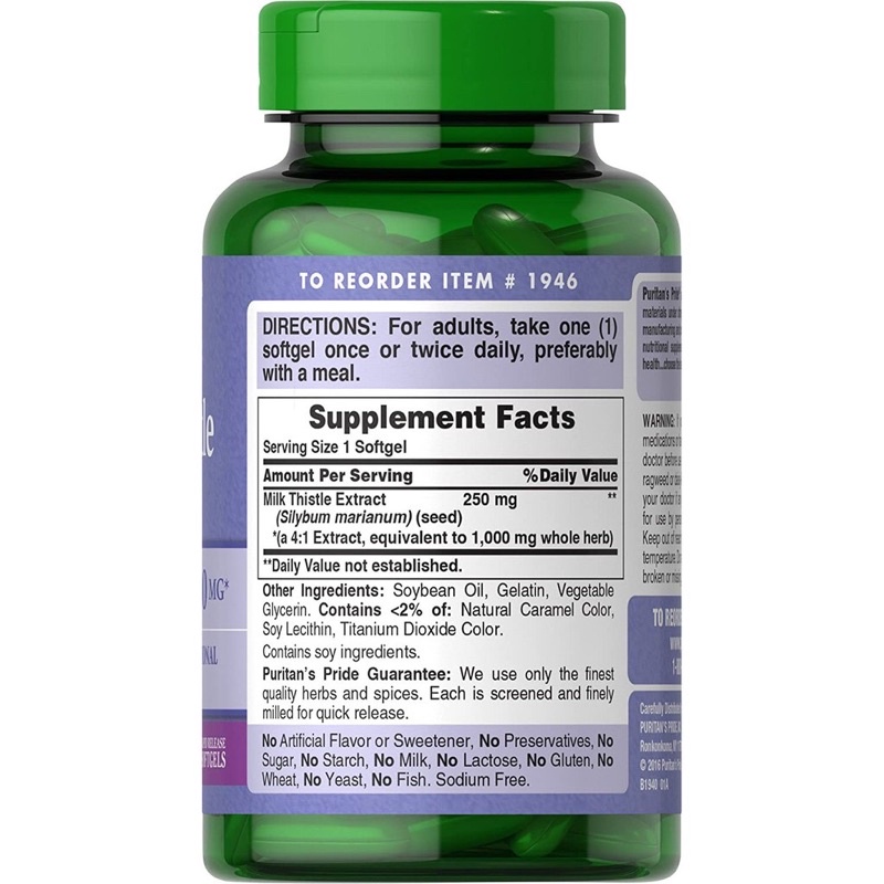 Thải độc gan, bổ gan , mát gan Milk Thistle Extract 180 viên của Mỹ