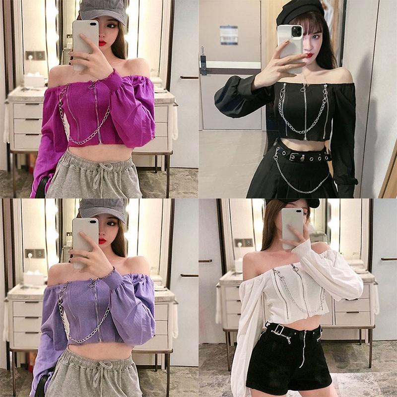 Áo dài tay trễ vai phong cách thời trang Hàn Quốc quyến rũ cho nữ
