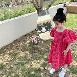 Váy thô kẻ Sofia dáng babydoll cho bé gái 1-10 tuổi