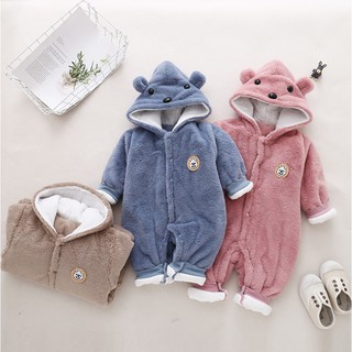 Bộ body gấu ủ chần bông ấm có nón dễ thương cho bé trai bé gái trong mùa đông TSS043