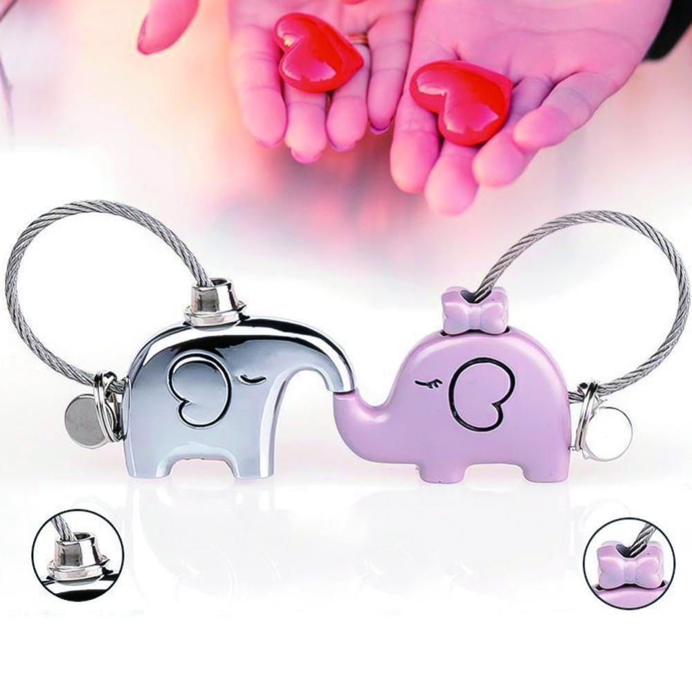 Móc Khóa Hình Chú Voi Hôn Nhau Đơn Giản Dễ Thương Làm Quà Tặng Lễ Tình Nhân D9K5