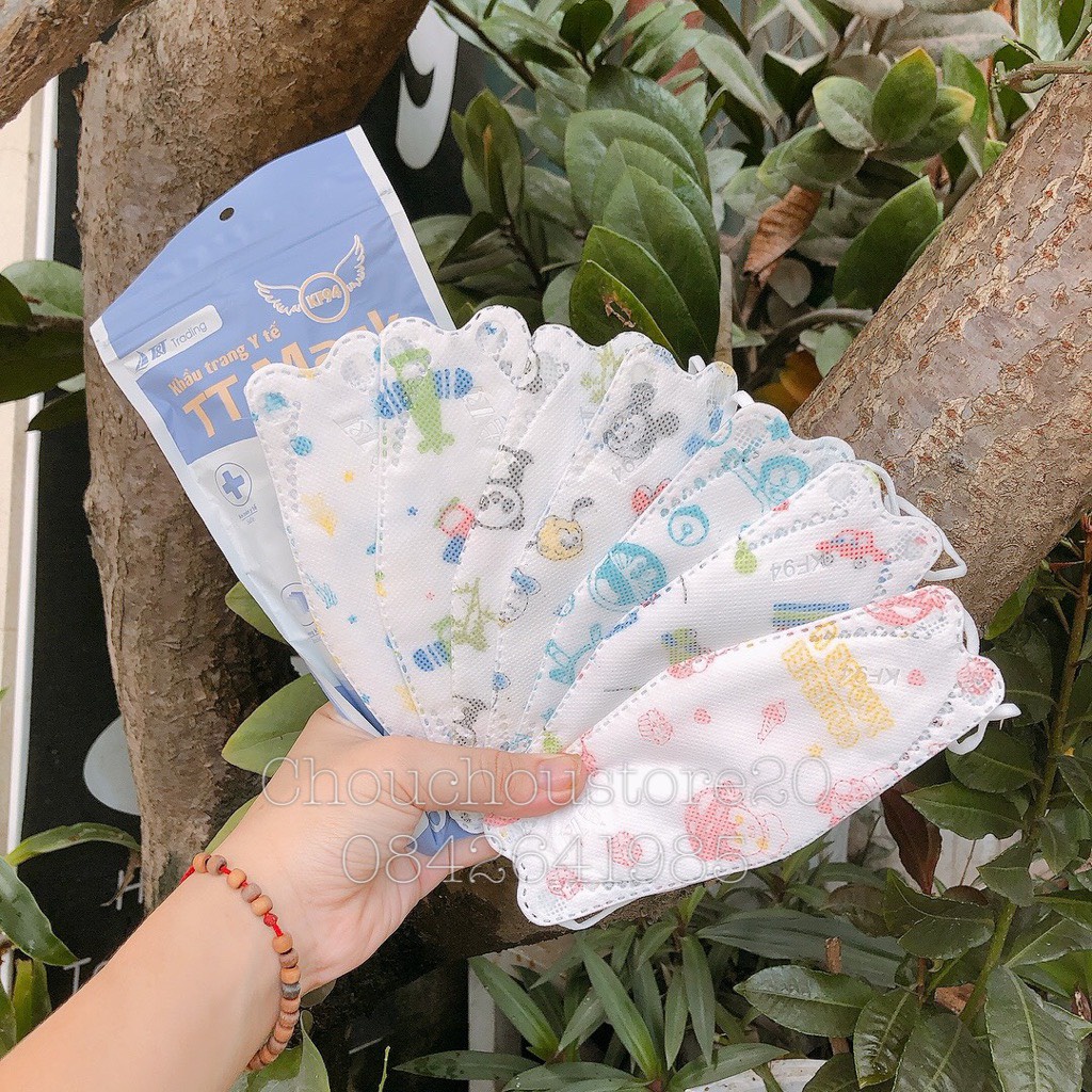 [Sale] (Từ 1 đến 10 tuổi) 50 Chiếc Khẩu Trang Kháng Khuẩn Trẻ Em 4D KF94 Hoạ Tiết Chuẩn Form