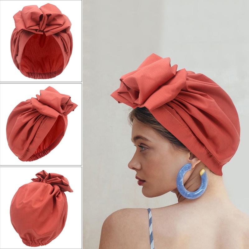 Mũ Turban Thắt Nút Chéo Màu Trơn Phong Cách Bohemian