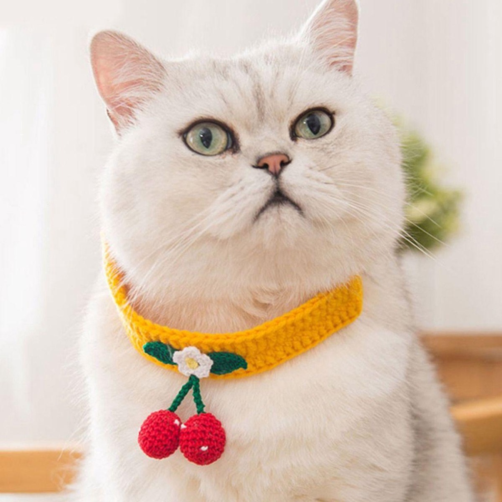 Vòng Cổ Mùa Đông Hình Cherry / Hoa Dễ Thương Có Thể Điều Chỉnh Cho Thú Cưng
