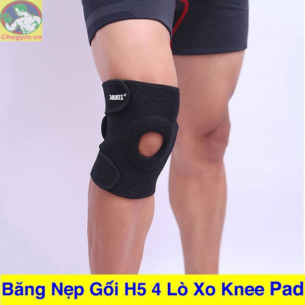 Băng đầu gối thể thao Aolikes 7618 Gym, Tennis, Đá bóng, Cầu lông, Bóng chuyền Đệm silicon và 4 nẹp lò xo magic