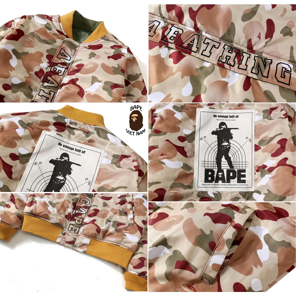 Áo khoác Bape 2 mặt mua 1 được 2 áo luôn, Bomber Jacket Bape, Oder 15 ngày hàng về Bape VN..