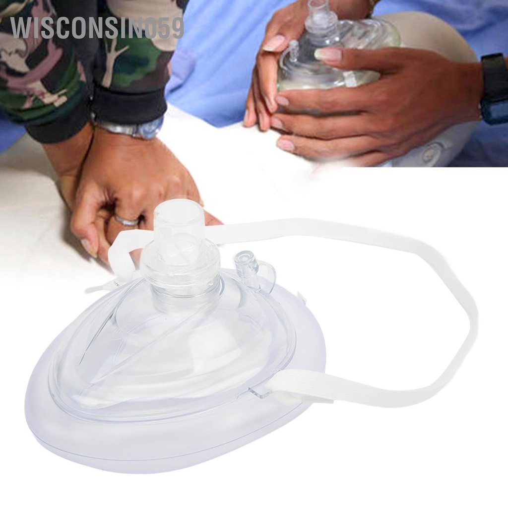 [Hàng Sẵn]  Máy hồi sức CPR Clear PVC Latex cấp cứu miễn phí Tấm chắn mặt thở để hô hấp nhân tạo 【Wisconsin059】