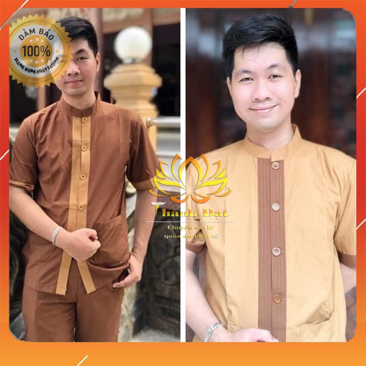Bộ Đồ Lam Đi Chùa Nam Tay Ngắn Đài Loan Chất Vải Đài Loan Nhập Khẩu cao cấp, mềm mát, dày dặn, mặc thoải mái, dễ chịu