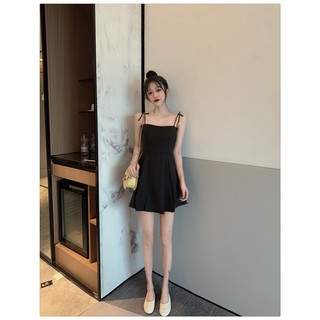 [Sẵn đen - S] [Feacback phía sau] Váy 2 dây đen xòe công chúa