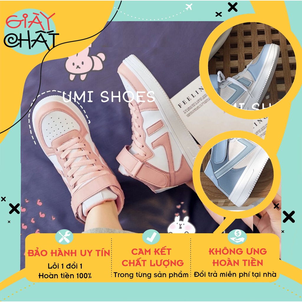 Giày thể thao cổ cao hàng đẹp, Giày cao cổ nữ nâng đế cao 3cm chất da thoáng chân phong cách cá tính đẹp