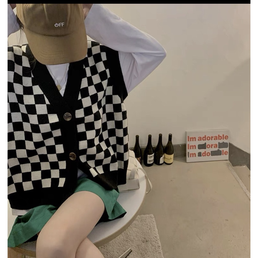 Áo cadigan kẻ caro nữ Mee- Khoác len mỏng dáng rộng họa tiết kẻ ô phong cách Hàn Quốc | WebRaoVat - webraovat.net.vn