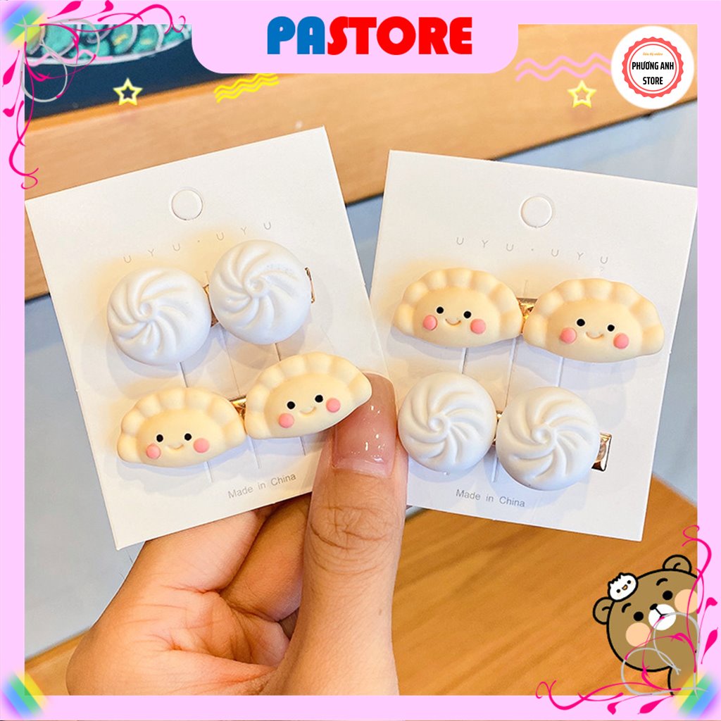 Kẹp Tóc Mái Hàn Quốc Họa Tiết Bánh Bao Cao Cấp Xinh Đẹp, Dễ Thương Dành Cho Nữ