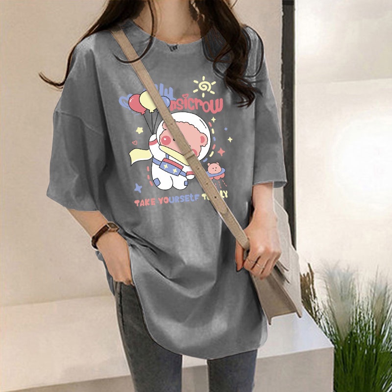 Áo thun NRVP ngắn tay dáng rộng in hình thời trang mùa hè Hàn Quốc 2022 cho nữ