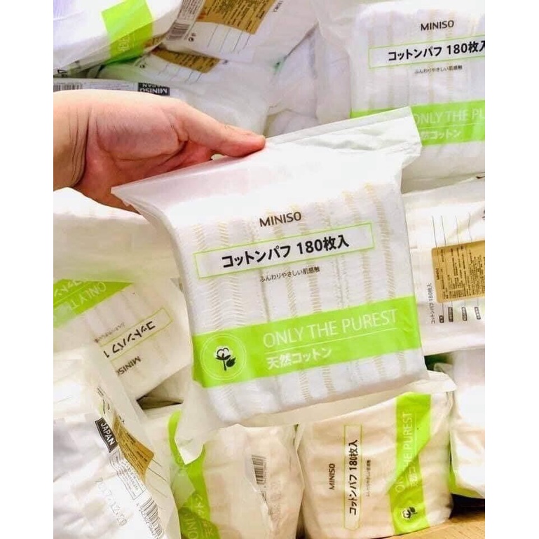 Bông Tẩy Trang Miniso Nhật Bản 3 Lớp Gói 180 Miếng