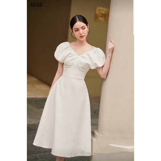 Váy trắng dự tiệc tiểu thư trễ vai Julimis