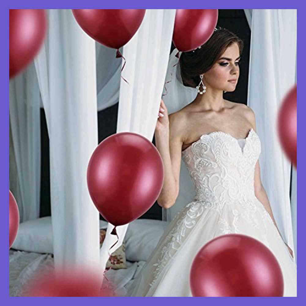 Bộ 100 bong bóng hũ màu đỏ rượu 12&quot;