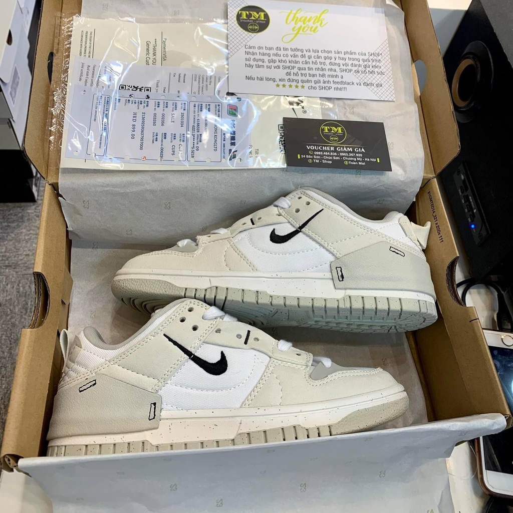 Giày SB Dunk Low Disrupt 2 Pale Ivory màu xám - Bản cao cấp Fullbox và phụ kiện có sẵn +tặng tất