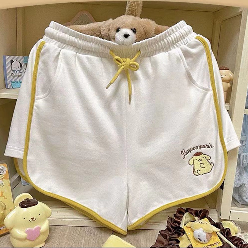 Quần Short Thể Thao Lưng Cao In Hoạt Hình Kuromi My Melody Cinnamoroll Dễ Thương