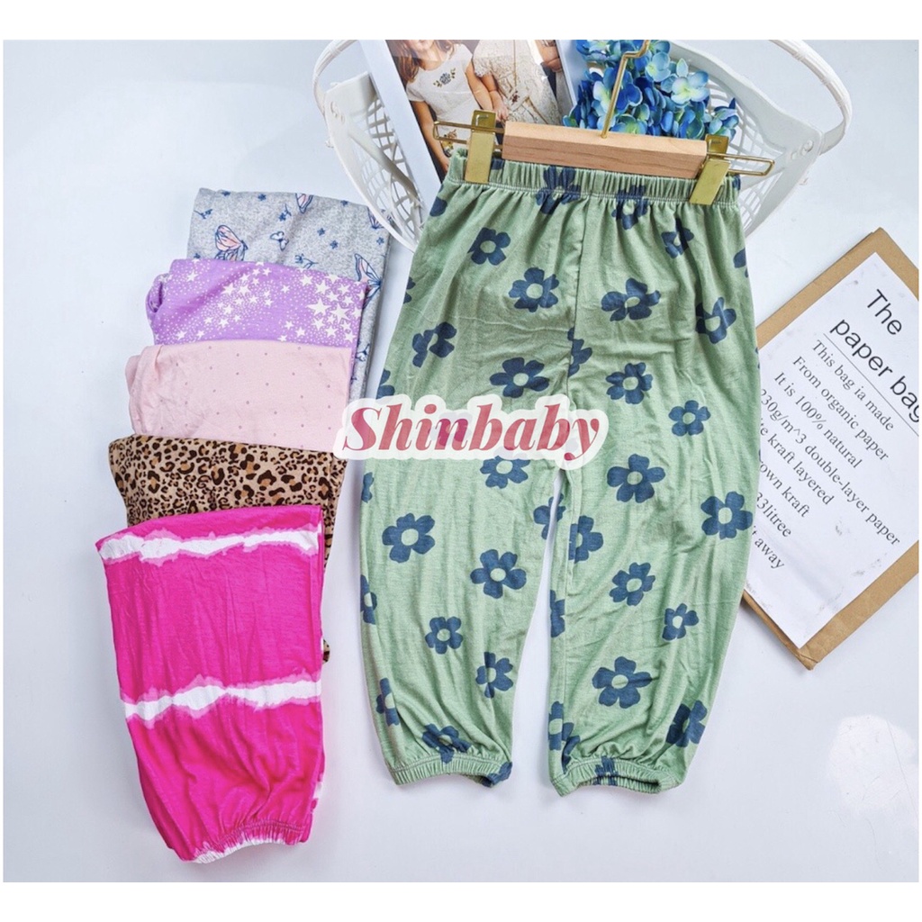 Set 5 quần bom dài vải cotton mềm mát chống muỗi nằm điều hòa mặc hè thu dành cho bé