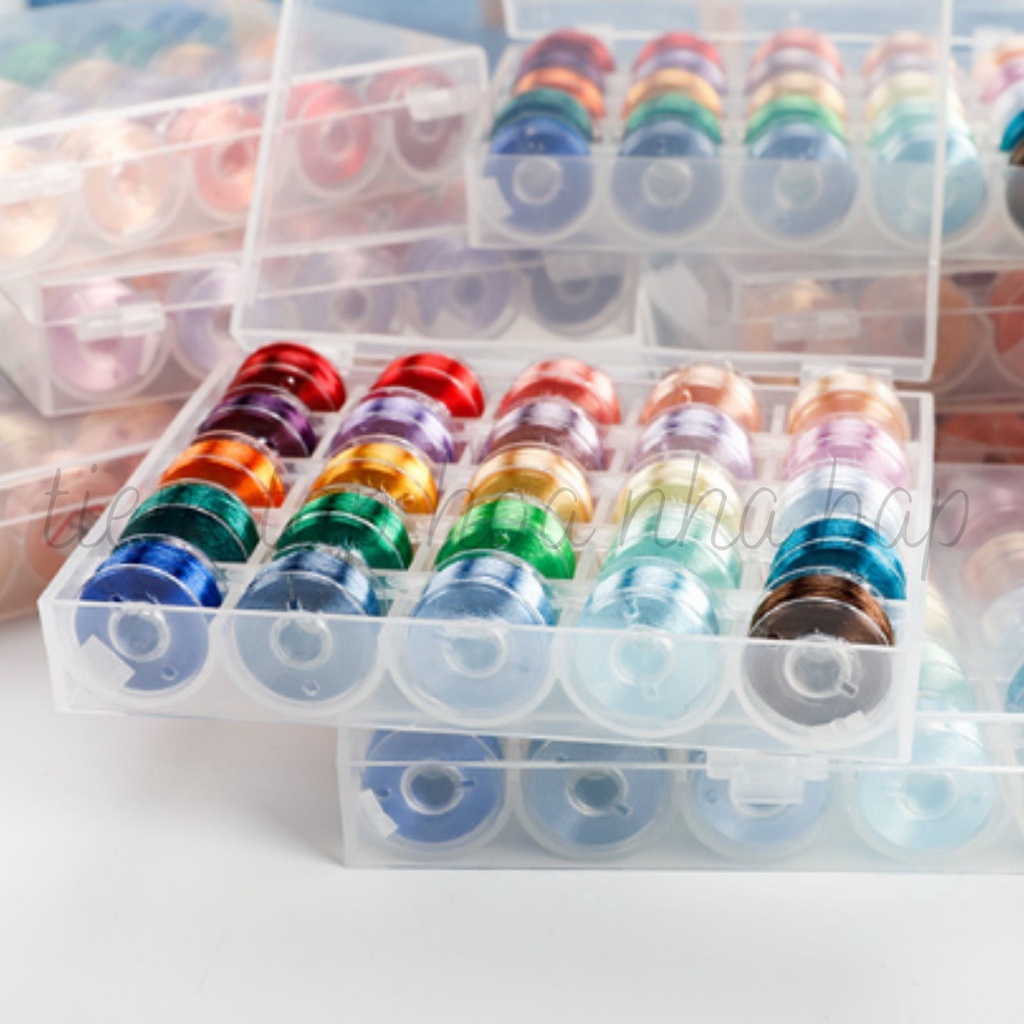 Hộp 25 Cuộn Chỉ Tơ Bóng Phản Quang làm Triền Hoa Quấn Hoa Handmade
