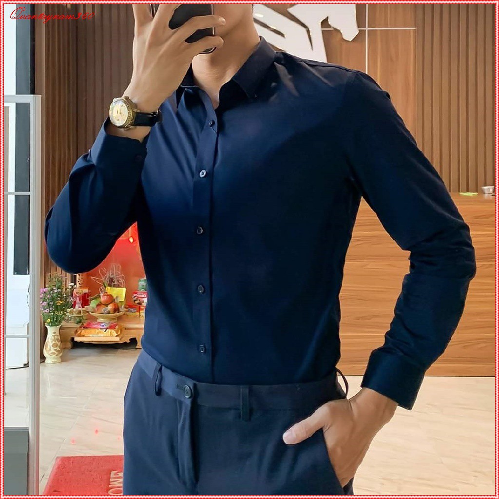 Áo sơ mi nam dài tay cao cấp 98WEAR Chất liệu lụa mềm mịn , kiểu dáng Hàn Quốc không nhăn, không xù , thấm hút mồ hôi | BigBuy360 - bigbuy360.vn
