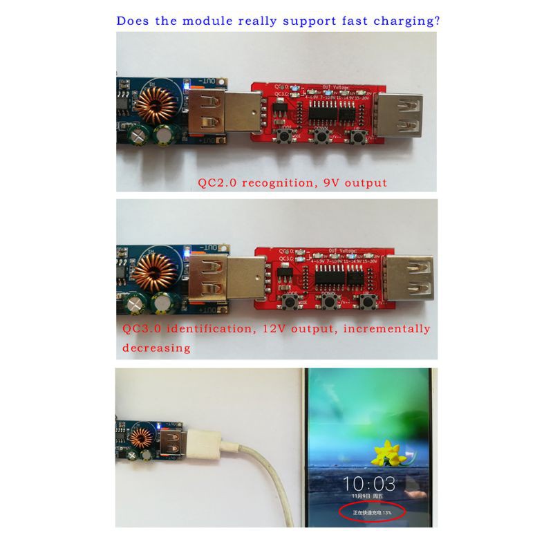 CRE  DC 6V-32V To 5V Step-down Power Supply Module USB DC QC3.0 Quick Charge Board For Mobile Phone