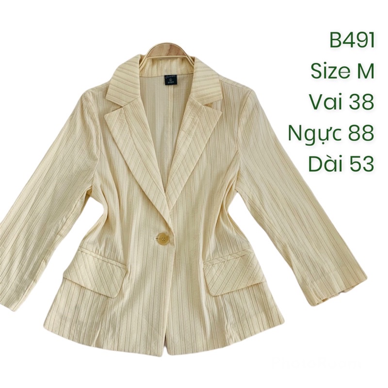 Áo khoác vest/blazer B491 chất vải gân nổi 2hand Hàn si tuyển ảnh thật