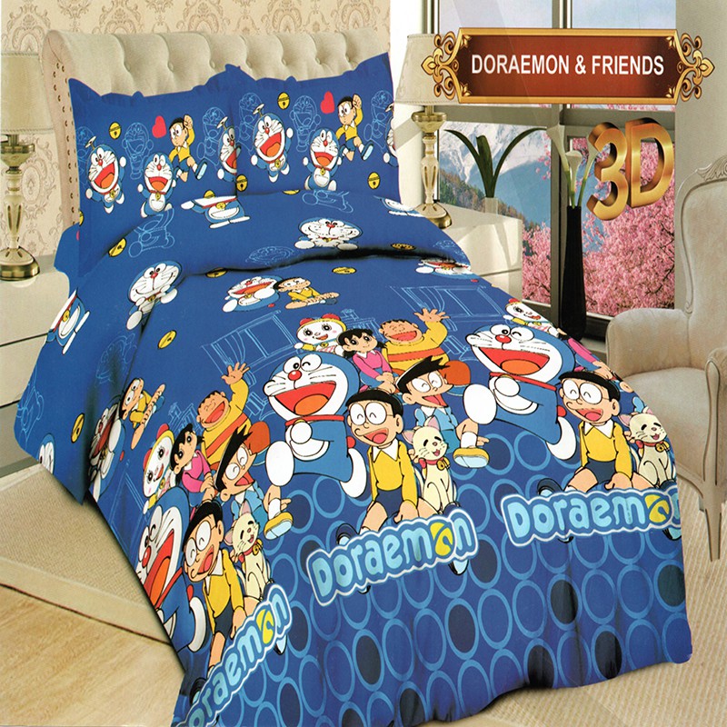 Bonita Ga Trải Giường 100x200 cm Vải Lanh In Hình Doraemon Và Những Người Bạn