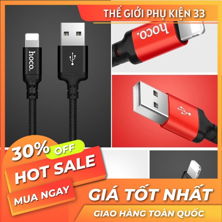 Cáp sạc iphone dài 1m cáp dù chống gẫy gập chính hãng Hoco X14 Linghtning sạc nhanh cho iPhone iPad