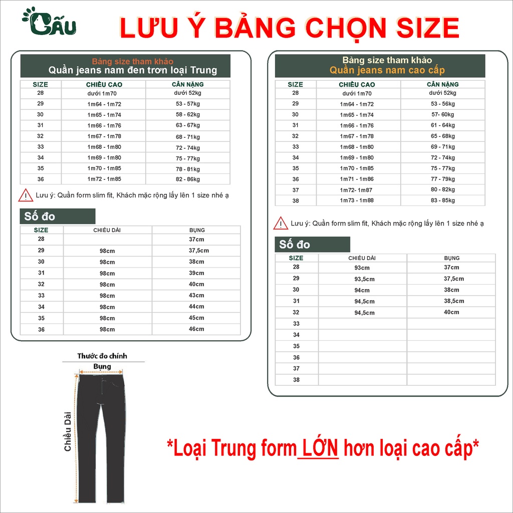 Quần jean nam đen Gấu 194 trơn & rách vải jeans bò cotton duck cao cấp mềm mịn, co dãn - form slim fit [có Bigsize]