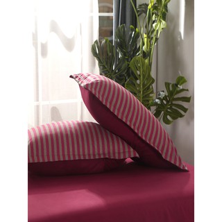 set chăn ga gối poly cotton nhập mẫu kẻ đỏ