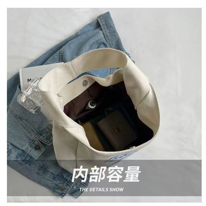 Túi Xách Canvas Hình Bánh Donut Sức Chứa Lớn Dễ Phối Đồ Thiết Kế 2 Kiểu Lựa Chọn Cho Nữ