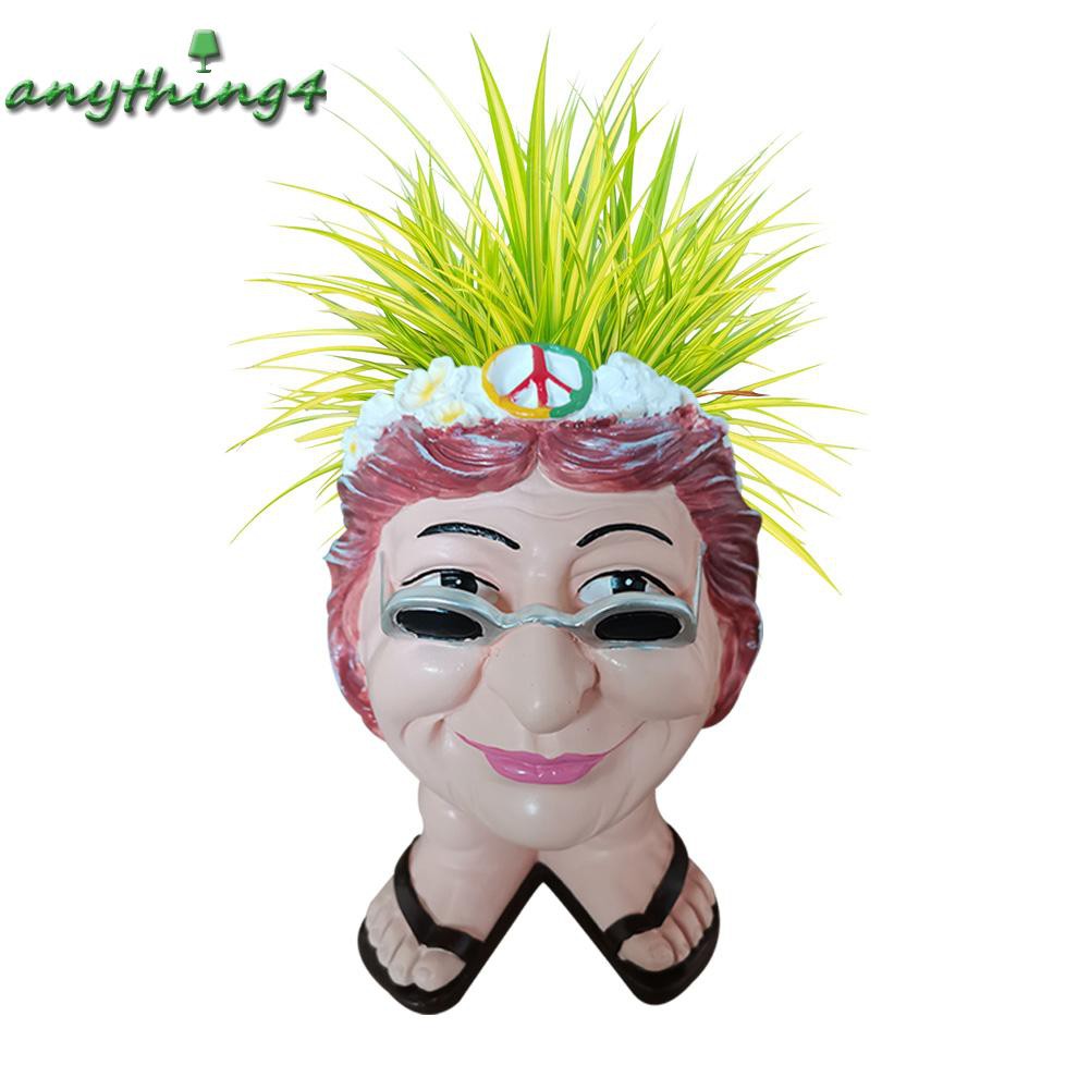 READY√ANY❀Funny Expression Resin Muggle Face Flower Pot Statue Interesting Plant Vase