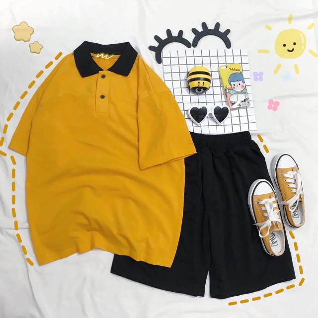 ComBo PoLo Mix Trơn/Thêu Chữ- Short Đùi Trơn Ảnh Thật