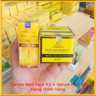 Combo Kem Face Collagen X3 Luxury + Serum mụn Collagen X3 Mỹ Phẩm Đông Anh chính hãng
