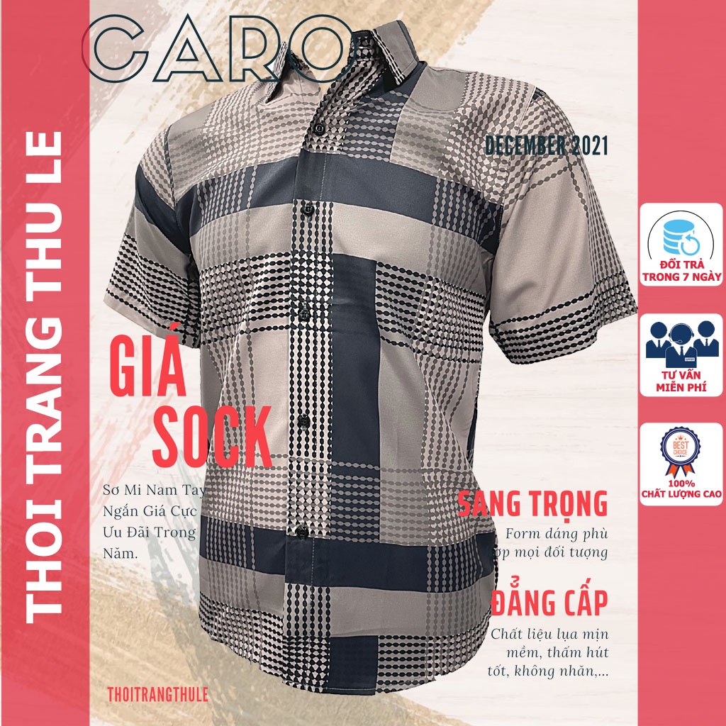 Áo sơ mi nam ca rô giá rẻ trắng đẹp cao cấp công sở Thu Lê CARO TRUNG