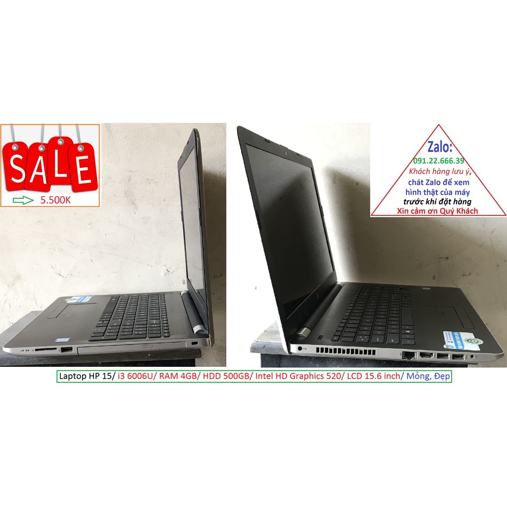 Laptop HP 15/ i3 6006U/ RAM 4GB/ HDD 500GB/ Intel HD Graphics 520/ LCD 15.6 inch/ Mỏng, Đẹp | BigBuy360 - bigbuy360.vn